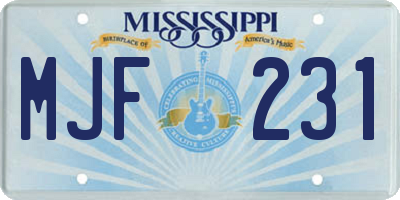 MS license plate MJF231