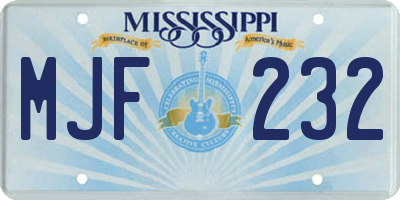 MS license plate MJF232