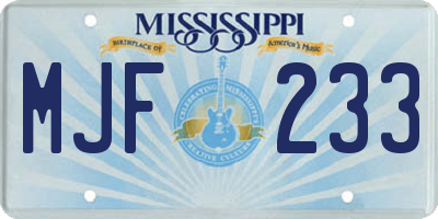 MS license plate MJF233