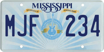 MS license plate MJF234