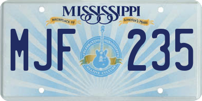 MS license plate MJF235