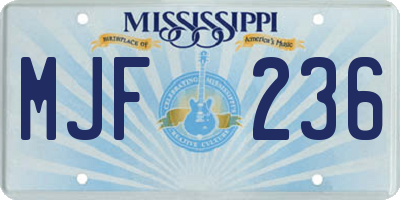 MS license plate MJF236