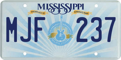 MS license plate MJF237