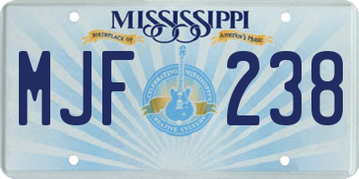 MS license plate MJF238