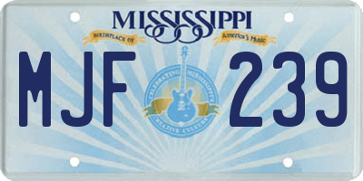 MS license plate MJF239