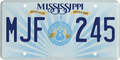 MS license plate MJF245