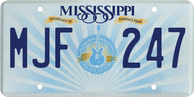 MS license plate MJF247