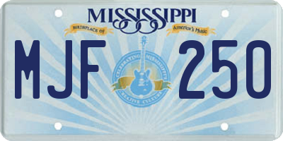 MS license plate MJF250