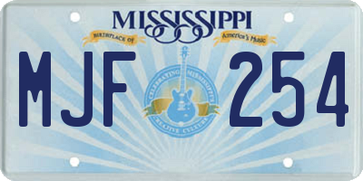 MS license plate MJF254
