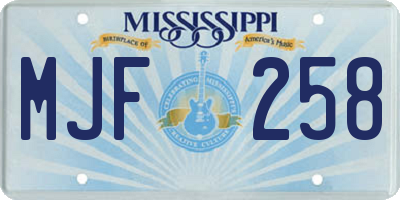 MS license plate MJF258