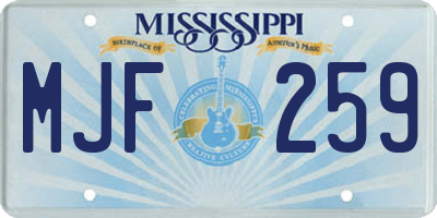 MS license plate MJF259