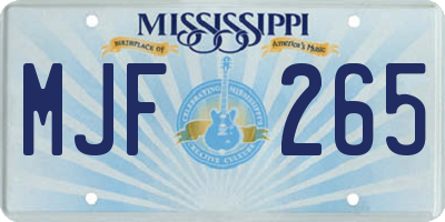 MS license plate MJF265