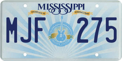 MS license plate MJF275