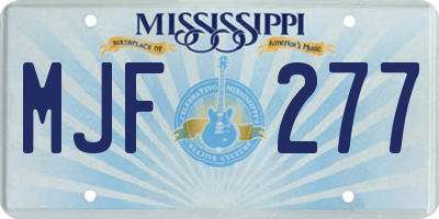 MS license plate MJF277