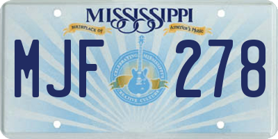 MS license plate MJF278