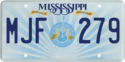 MS license plate MJF279