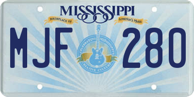MS license plate MJF280