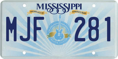 MS license plate MJF281