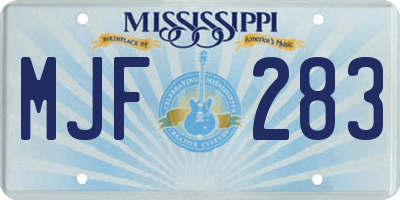 MS license plate MJF283