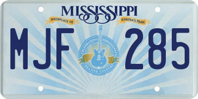 MS license plate MJF285