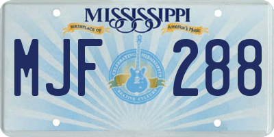 MS license plate MJF288