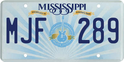 MS license plate MJF289
