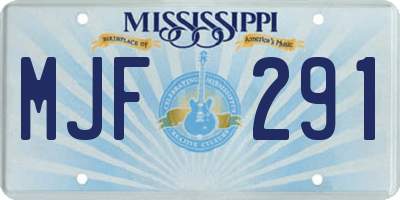 MS license plate MJF291