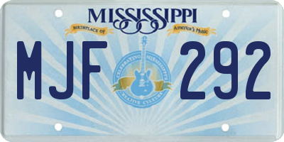 MS license plate MJF292