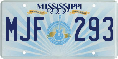 MS license plate MJF293