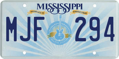 MS license plate MJF294