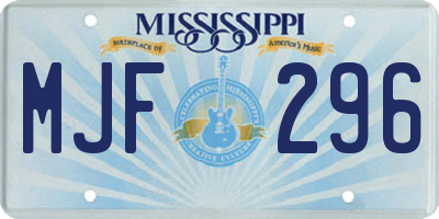 MS license plate MJF296