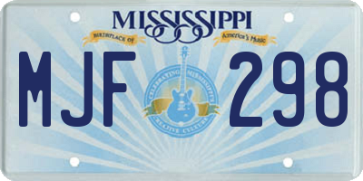 MS license plate MJF298