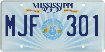 MS license plate MJF301
