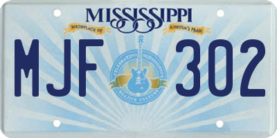 MS license plate MJF302
