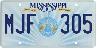MS license plate MJF305