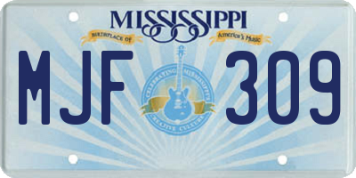MS license plate MJF309