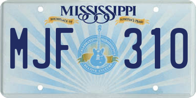 MS license plate MJF310