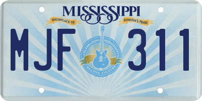 MS license plate MJF311