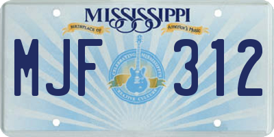 MS license plate MJF312