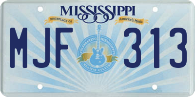 MS license plate MJF313