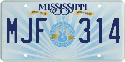 MS license plate MJF314
