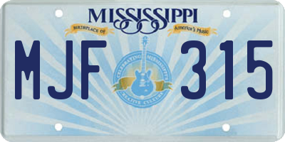 MS license plate MJF315