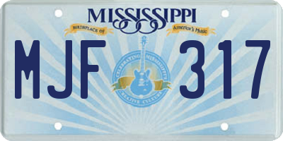 MS license plate MJF317