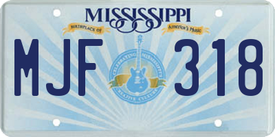 MS license plate MJF318