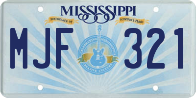 MS license plate MJF321