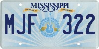 MS license plate MJF322