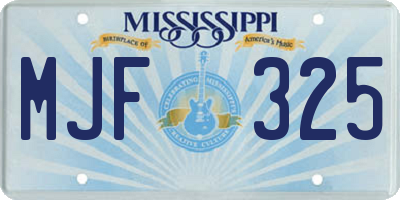 MS license plate MJF325