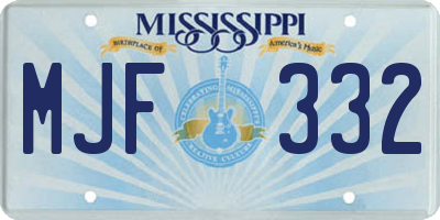 MS license plate MJF332