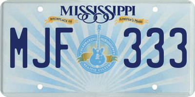 MS license plate MJF333