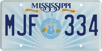 MS license plate MJF334